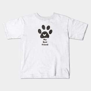 My best friend text made of hand drawn paw prints Kids T-Shirt